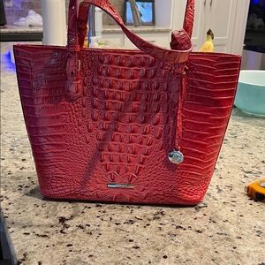 Brahmin Crimson Croc-Embossed Tote